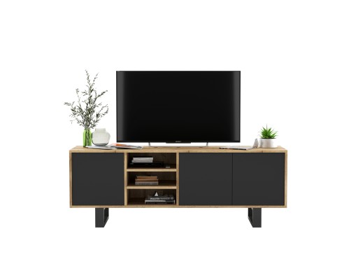 Тумба под ТВ Лофт, Комод Индастриал, черный MAT 150