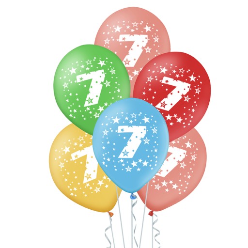 BALONY urodzinowe CYFRA 7 lateksowe 30cm