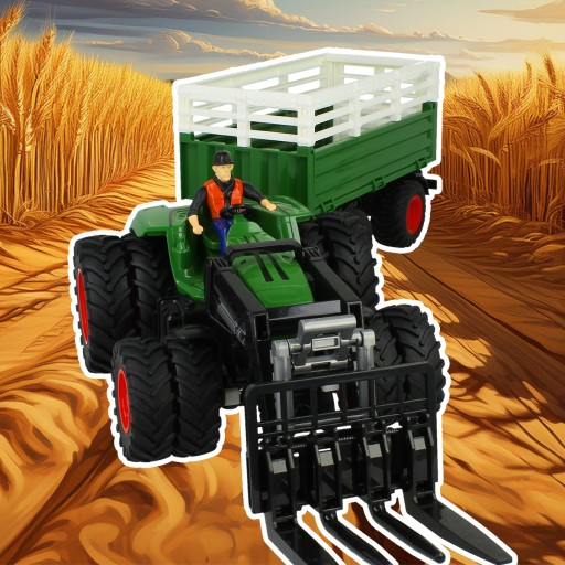 TRAKTOR ZDALNIE STEROWANY ŚWIATŁA LED ZABAWKA NA PILOTA PRZYCZEPKA FIGURKA