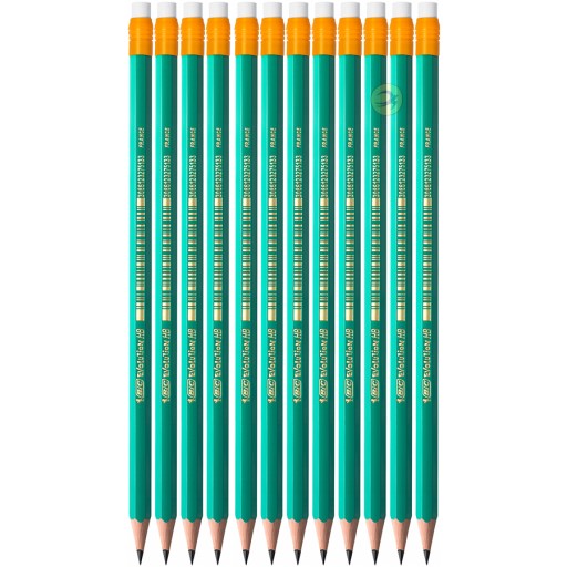 КПЛ. 12 ГРАФИТОВЫХ ШКОЛЬНЫХ КАРАНДАШЕЙ С ЛАСТИКОМ HB BIC