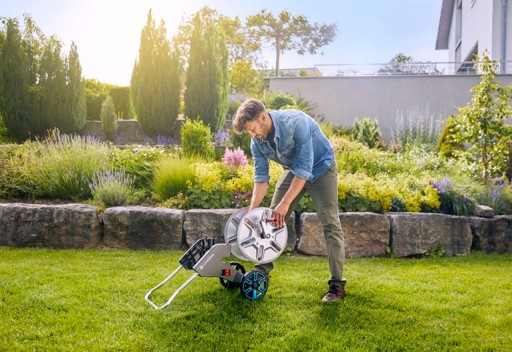 Тележка со шлангом длиной 25 м и фитингами Gardena AquaRoll M Easy Metal Garden