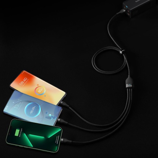 USB-кабель Baseus USBA USBC + microUSB + Lightning 1,2 м Черный