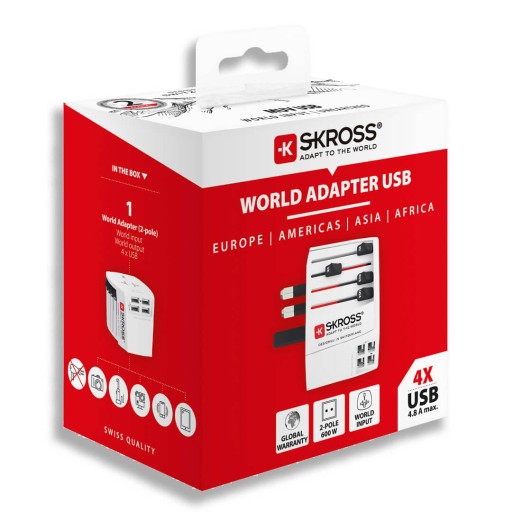 Адаптер SKROSS MUV 4xUSB для Мексики и 200 стран