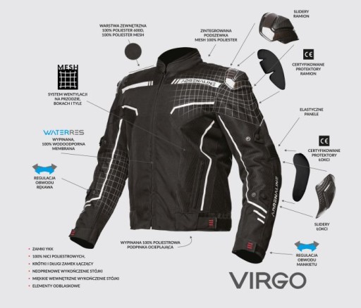 Туристическая мотоциклетная куртка ADRENALINE VIRGO PPE, серая S