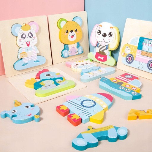 Игрушка Монтессори Детские Деревянные Игрушки Головоломки Мультфильм