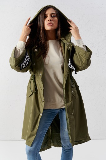 Парка в стиле милитари OVERSIZE с надписью KHAKI L/XL