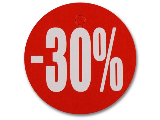 КРУГЛАЯ ЭТИКЕТКА КРУГ FI 9СМ - 30% РЕКЛАМНАЯ ДОСКА