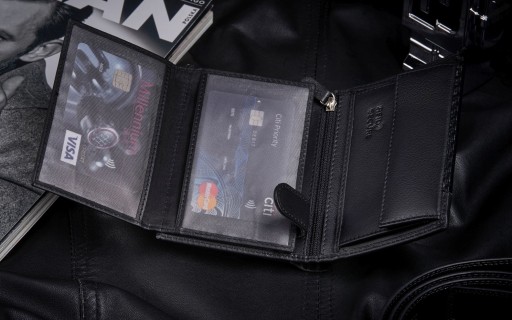 Мужской вертикальный кожаный кошелек, черный, элегантный, с защитой RFID-карты ZAGATTO