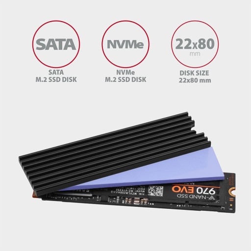 Пассивный радиатор для накопителей M.2 SSD Axagon 3 мм