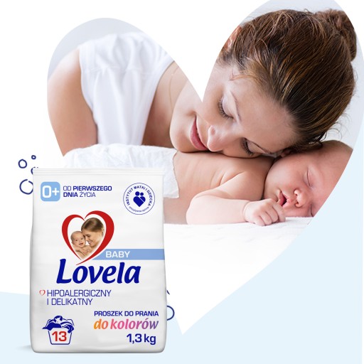 Lovela Baby Proszek do prania 2 x 1,3kg Kolor + Odplamiacz + Płyn