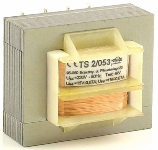 Transformator 2VA, 230Vac (15V, 15V) 0.07A, Indel