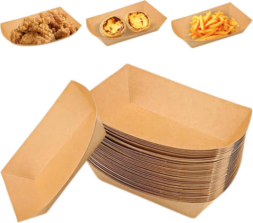 POJEMNIKI PAPIEROWE KRAFT 375ML 25SZT MOCNE WIELORAZOWE FRYTKI HOT DOGI