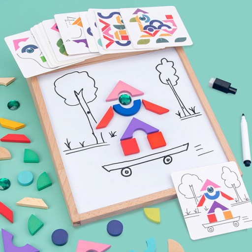 DREWNIANE PUZZLE UKŁADANKA MAGNETYCZNA MONTESSORI