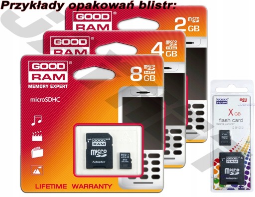 8 GB GOODRAM karta micro SDHC 8GB microSD +ad SD