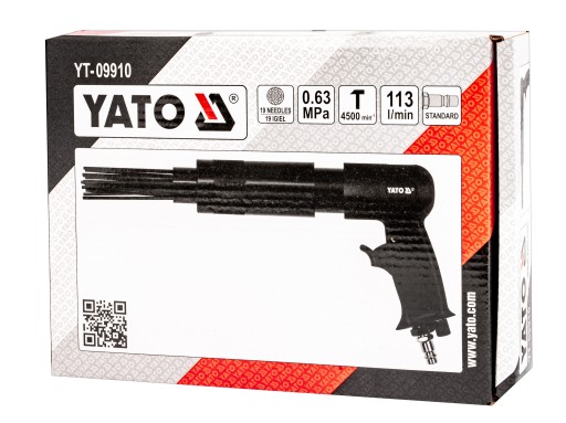 ПНЕВМАТИЧЕСКИЙ ИГОЛЬЧАТЫЙ МОЛОТОК ДЛЯ СВАРКИ РЖАВЧИКИ 19 ИГЛ YATO YT-09910