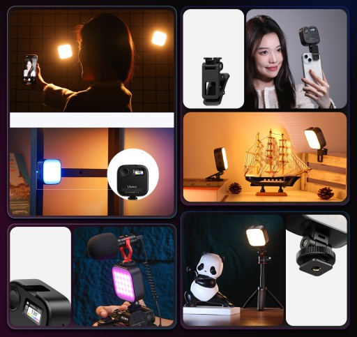 Lampa LED Ulanzi U60 RGB na Magens Klips 1/4'' ISO do Telefon Aparat Kamera