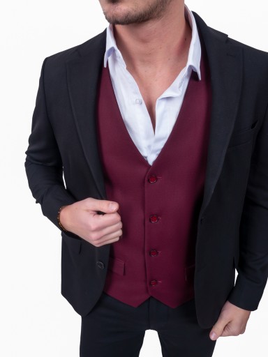KAMIZELKA MĘSKA ELEGANCKA WIZYTOWA BORDOWA 50 pl