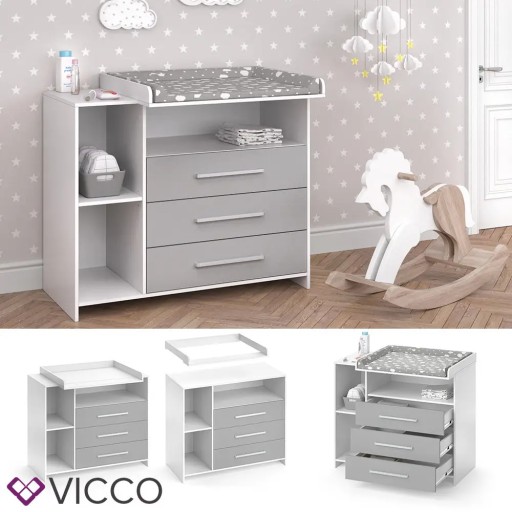 СЕРО-БЕЛЫЙ СУНДУК С ЧЕСТЕРОМ, VICCO OSKAR BABY