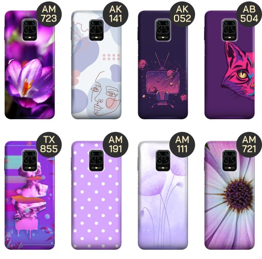 ETUI DO XIAOMI REDMI NOTE 9 PRO WZORY FIOLETOWE FIOLET KSZTAŁTY OBUDOWA