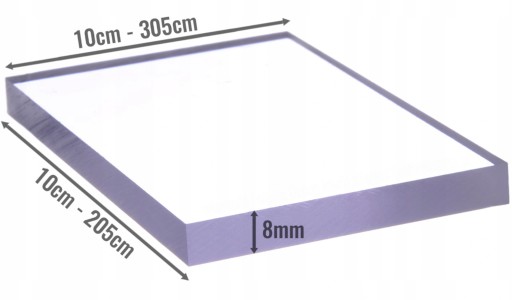 ТВЕРДЫЙ ПОЛИКАРБОНАТ - 8 мм - Изготовлено на заказ