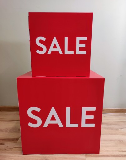 Kostka sześcian SALE wyprzedaż promo 31cm tektura