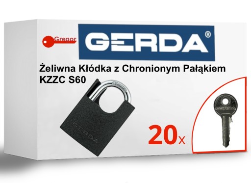 .20 КЛЮЧЕЙ. GERDA KZZC60 противовзломный чугунный замок + 20 ключей