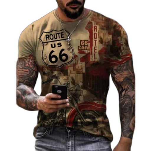 Мужская футболка с 3D рисунком Route 66 classic M15