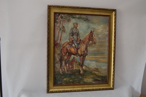 WOJCIECH KOSSAK - PIŁSUDSKI NA KONIU KOŃ - OBRAZ