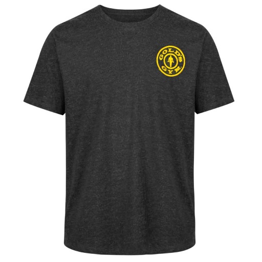 Koszulka treningowa sportowa na siłownie dopasowana czarna Gold's Gym S