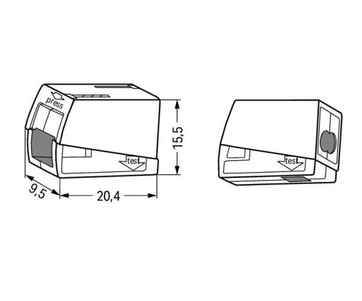 WAGO QUICK CONNECTOR РАЗЪЕМ ДЛЯ ЛАМПЫ 2x1-2,5 мм2 224-112 100 шт.