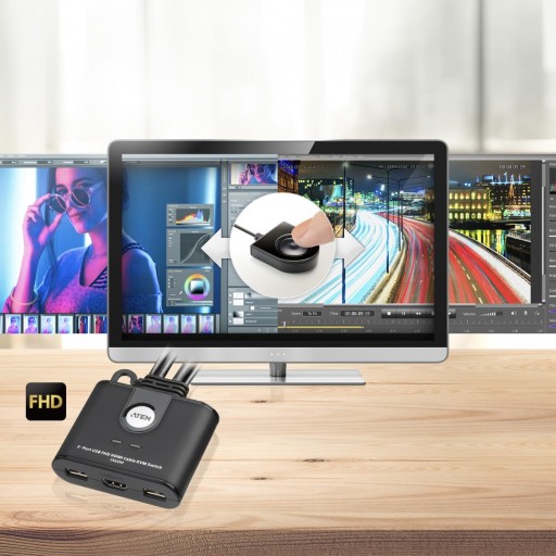 Переключатель ATEN 2-портовый VGA FHD HDMI KVM CS22HF