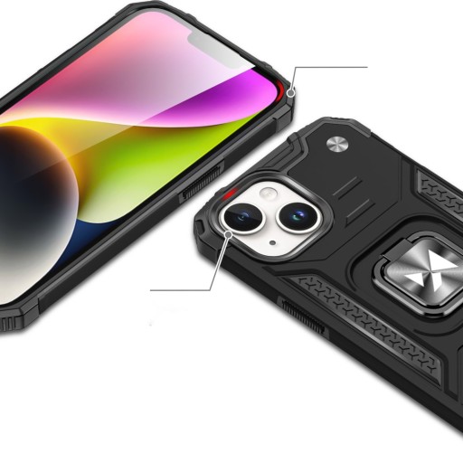 Бронированный чехол с держателем для пальца для iPhone 15 Ring Armor, красный