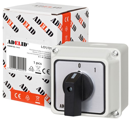 КУЛАЧКОВЫЙ ПЕРЕКЛЮЧАТЕЛЬ 20A 0-1 1F В КОРПУСЕ IP65