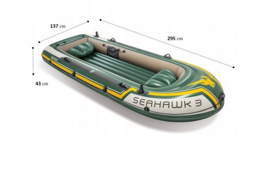 Надувная лодка Intex Seahawk 3 зеленая 68380NP 295 см описание
