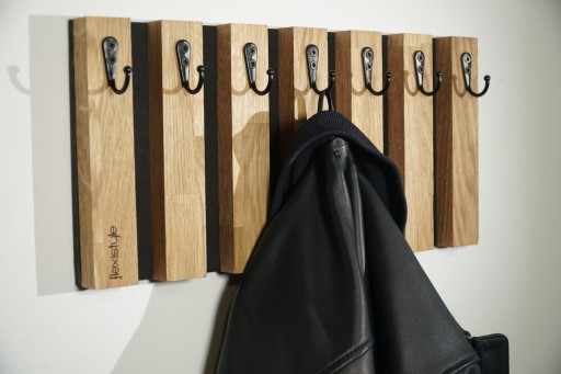Drewniany wieszak na klucze ręczniki ubrania organizer Lamele 40cm