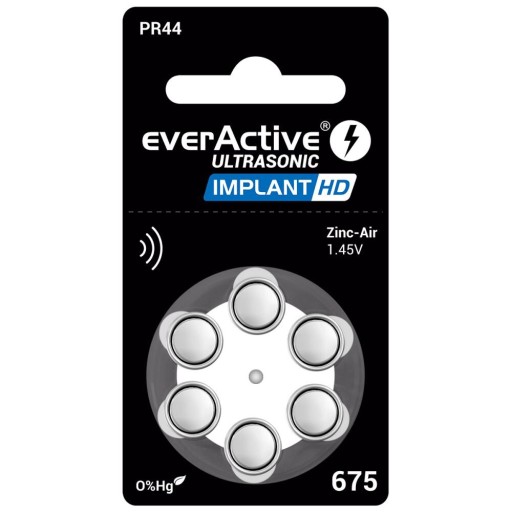 WYDAJNE baterie słuchowe do implantów everActive Implant 675 PR44 - 60 szt