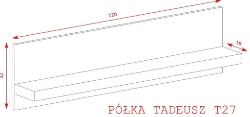 TADEUSZ T27 подвесная полка - ДУБ ЛЕФКАС