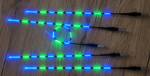 Świecąca Zapasowa Antena - Niebiesko-Zielona - LEDOWA + Bateria + Tuba