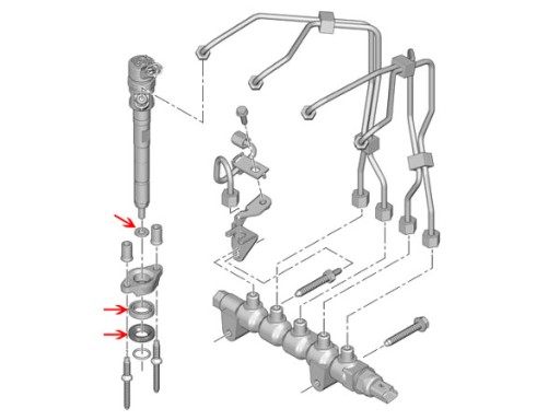 КОМПЛЕКТ ПРОКЛАДОК, ШАЙБА ИНЖЕКТОРА, BOSCH 1.6HDI