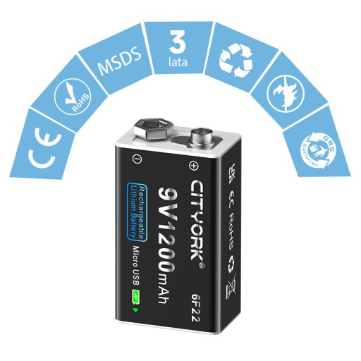2 szt. 9V 6F22 Micro USB akumulator litowo-jonowy z kablem USB