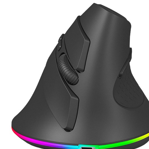 Беспроводная вертикальная мышь RGB с бесшумной подсветкой и USB-приемником Черный компьютер.