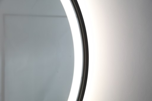 КРУГЛОЕ СВЕТОДИОДНОЕ ЗЕРКАЛО ЧЕРНОЕ В РАМКЕ LOFT С СЕНСОРНЫМ ВЫКЛЮЧАТЕЛЕМ 60 СМ