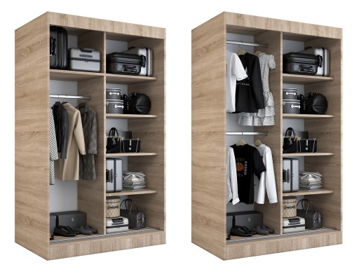 Шкаф-купе 120 см, 2 интерьера АНТРАЦИТ + ARTISAN