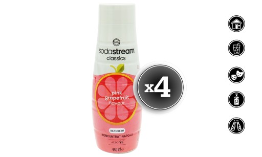 4x СИРОП КОНЦЕНТРАТА ГРЕЙПФРУТА ДЛЯ САТУРАТОРА SODASTREAM НАПИТОК 9 Л, 440 мл