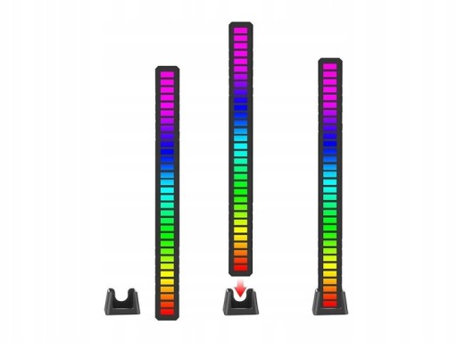 Lampa biurkowa LED RGB listwa świecąca w rytm muzyki akumulatorowa USB 20cm