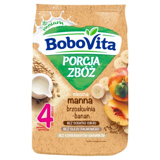 BOBOVITA ПОРЦИОННАЯ ЗЛАКОВАЯ бананово-персиковая молочная каша после 4 месяцев 210 г