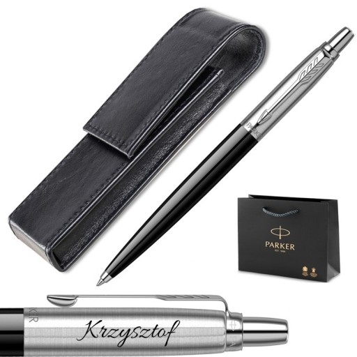 Ручка шариковая Parker Jotter, черная, ЧЕХОЛ С ГРАВИРОВКОЙ, ЧЕХОЛ ДЛЯ КАРАНДАШЕЙ для школьника в подарок