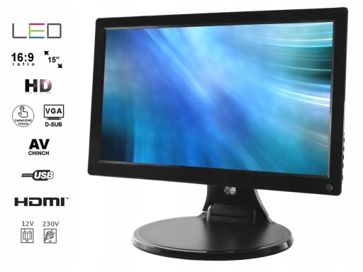 Сенсорный монитор IPS со светодиодной подсветкой, 15,6 дюйма, FHD, VGA, HDMI, USB AV