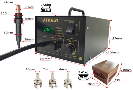 Аппарат для сварки пластика AT951D + треугольные полоски 10x100г PROFESSIONAL 45л/мин