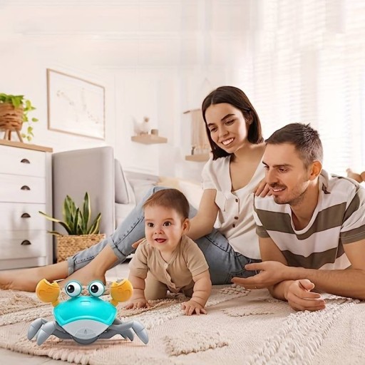 ИНТЕРАКТИВНАЯ ИГРУШКА ДЛЯ РЕБЕНКА ПОЛЗУЩИЙ КРАБ, СВЕТОДИОДНАЯ МУЗЫКА, УЧИМСЯ ХОДИТЬ
